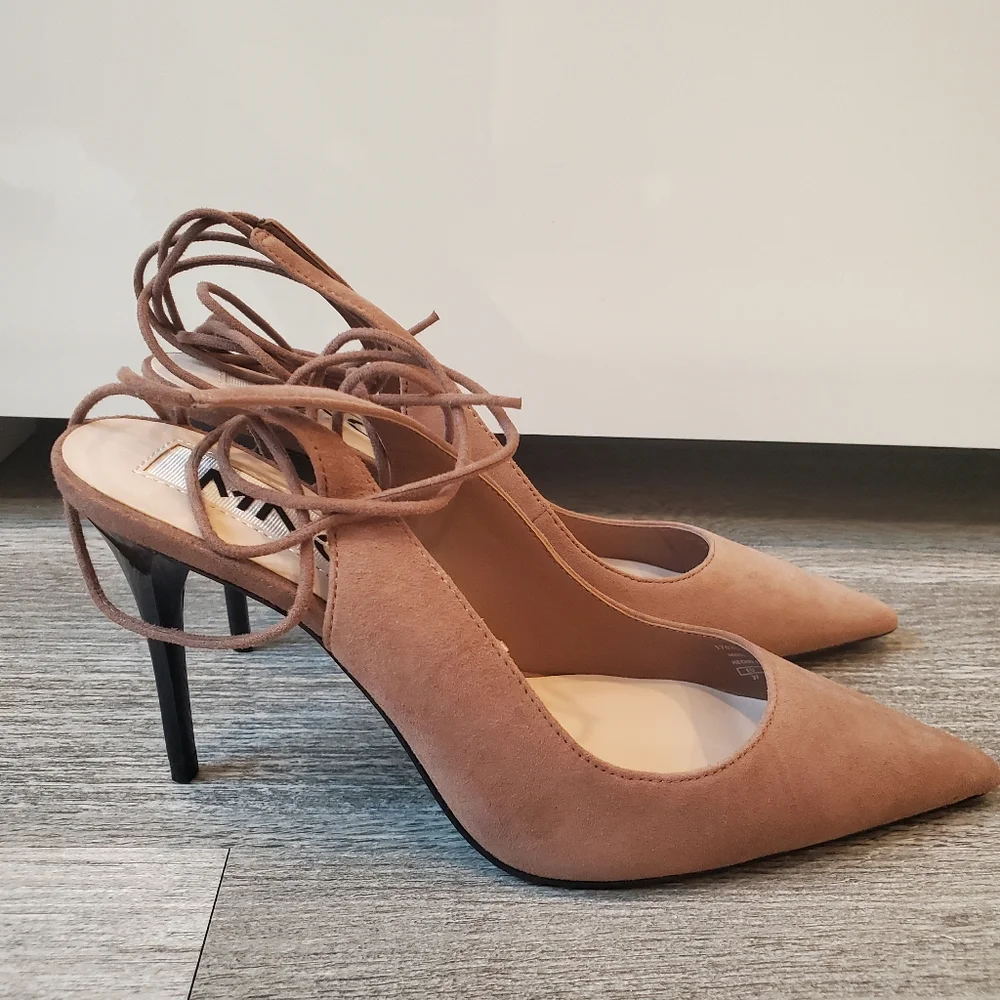 ★SOLD★ Mango Ankle Tie Slingback Heels 37 NWOB - Picture 2 of 15